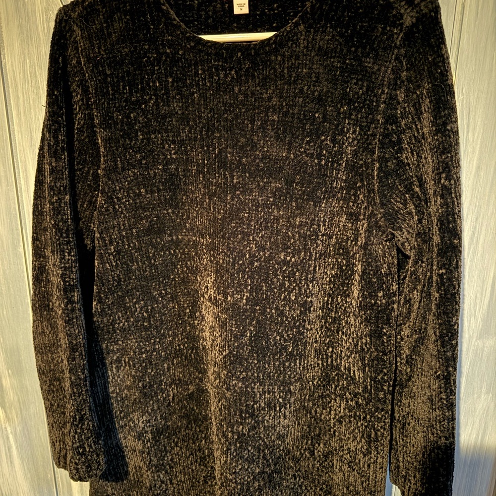 J Jill Chenille Black Textured Sweater Size Medium